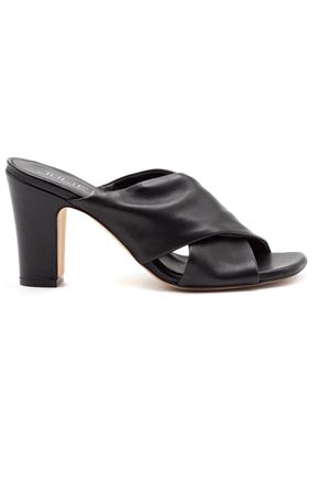 Black leather open-toe sandal JULIE DEE | ME615NAPPANERO